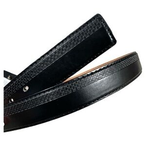 Lebra‎ Men’s Black Leather Belt Nickel Tone Buckle Size Large 38-40 NWT